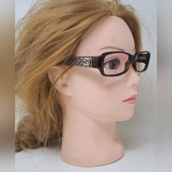 Gucci Eye Glasses Frames Havana Monogram Rectangle Logo Italy GG 3184 53-14-130 - Picture 8 of 14